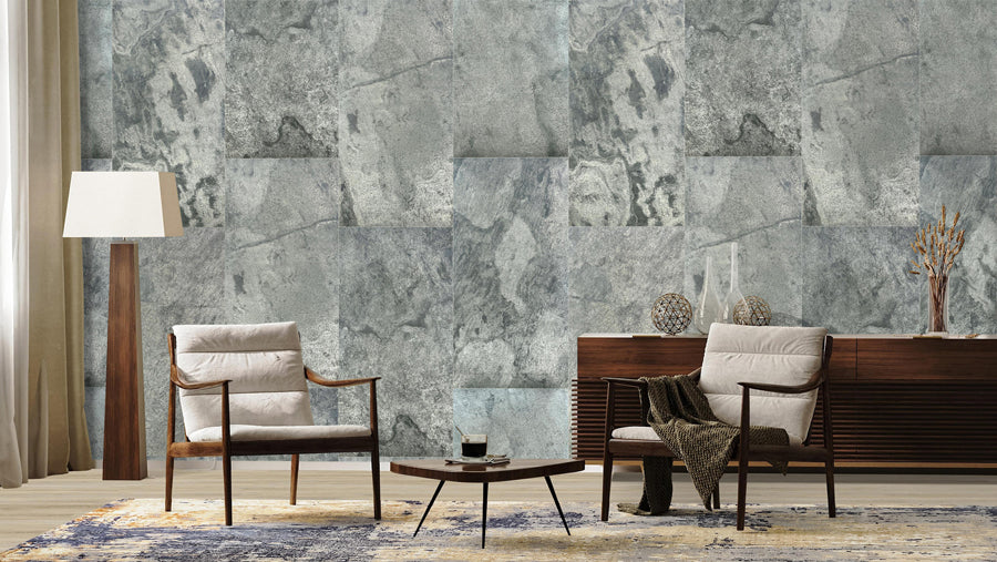 Wandpaneel Check real stone 20003 Glimmerschiefer Silber 122 x 61 cm